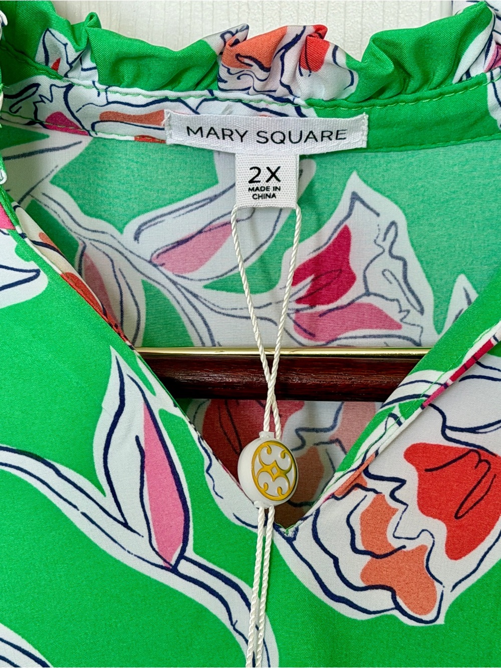 Mary Square Naomi Pretty Petals Green Floral Ruffle Mini Dress 2X NWT - Picture 6 of 13